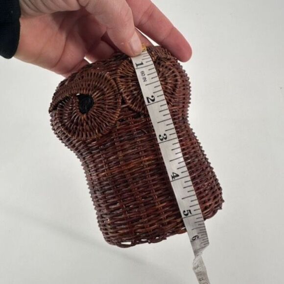 Vintage Wicker Rattan Woven Potpourri Basket Owl Collectible Adirondack Camp - Picture 11 of 11